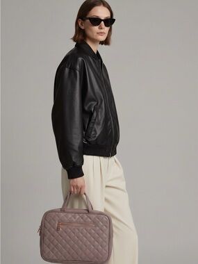 Ms Lovely Quilted Travel Bag in Light Grey